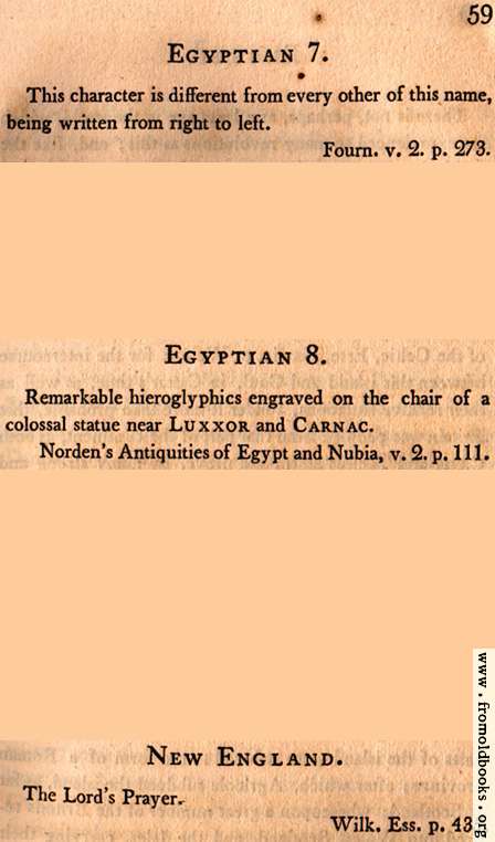 [Picture: Page 59: Egyptian 7 and 8; New England (English descriptions)]