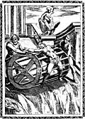 6.—Martyrs bound to the circumference of a great wheel, and rolled down a precipice