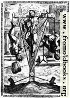 [picture: 2.---Bound hand and foot to stakes and smeared with honey, and so left exposed to the sun, to be tortured by the stings of bees and other insects]