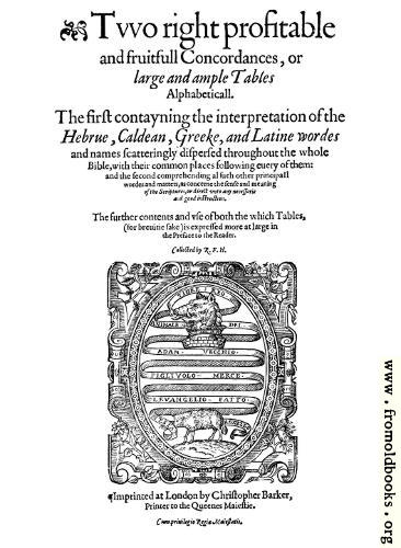 [Picture: Title page for Concordance]