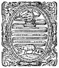 Title page detail: heraldic scrollwork