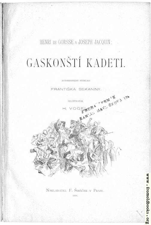 [Picture: Title Page, Gaskonští Kadeti]