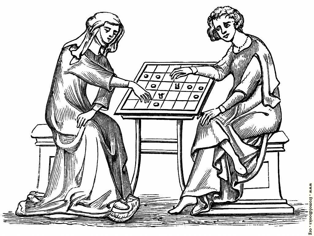[Picture: Lady and Youth Playing Draughts,]