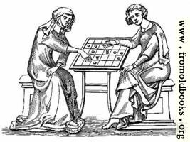 Lady and Youth Playing Draughts,