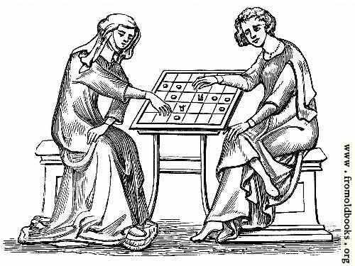 [Picture: Lady and Youth Playing Draughts,]