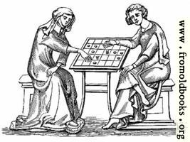 [picture: Lady and Youth Playing Draughts,]