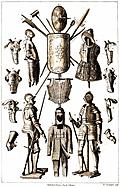 [Picture: Coats of Armor (Armour) and medieval (Mediaeval) weapons]