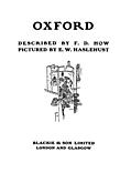 [Picture: Title page, Oxford Pictured by Haslehust, described by How]