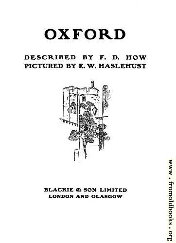 [Picture: Title page, Oxford Pictured by Haslehust, described by How]