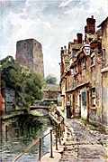 [Picture: Fisher Row (narrow street by a canal) by the tower of Oxford Castle]