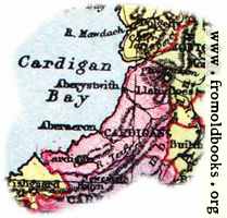 Overview map of Cardigan, Wales