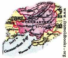 Overview map of Carmarthen, Wales