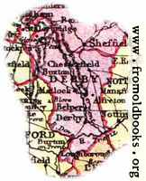 Overview map of Derbyshire, England