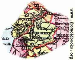 Overview map of Montgomery, Wales