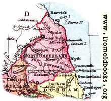 Overview map of Northumberland, England