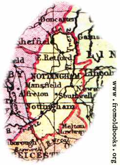 [Picture: Overview map of Nottinghamshire, England]