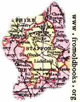 Overview map of Staffordshire, England