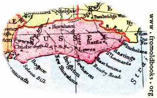 Overview map of Sussex, England