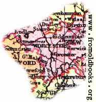 Overview map of Worcestershire, England