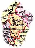 Overview map of Bedfordshire, England