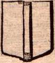 [shield with thin vertical bar centred, top to bottom, with shading at top and bottom and a shadow to the right]