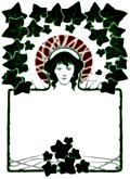 Art Nouveau Border with ivy leaves and face.