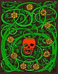 [Picture: Goth skull with vines, colour version]