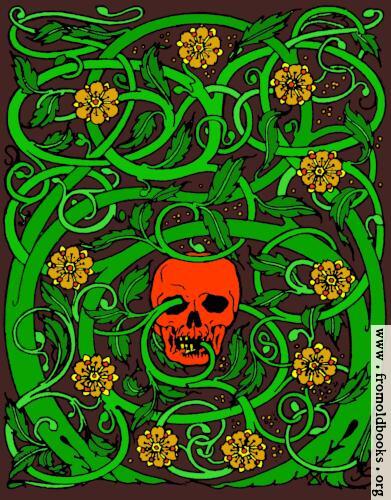 [Picture: Goth skull with vines, colour version]