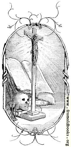 [Picture: Vignette: crucifix with skull and prayer book or bible]
