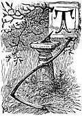 [Picture: Initial letter T with sundial and scythe]