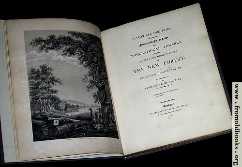 [Picture: Title page and Frontispiece (Laws of the New Forest)]