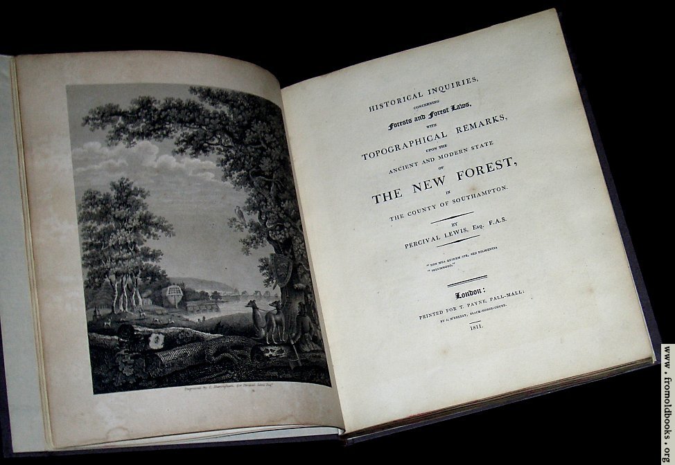 [Picture: Title page and Frontispiece (Laws of the New Forest)]
