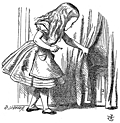 [Picture: Alice Looking for the Door]