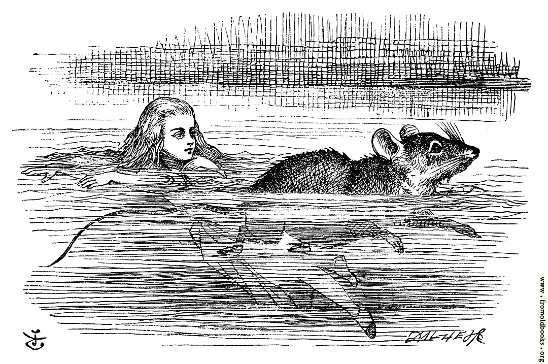 [Picture: Alice swimming near a mouse]