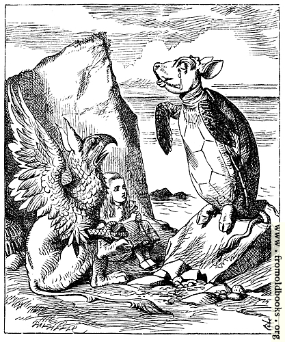 [Picture: The Mock Turtle and Gryphon sing to Alice]