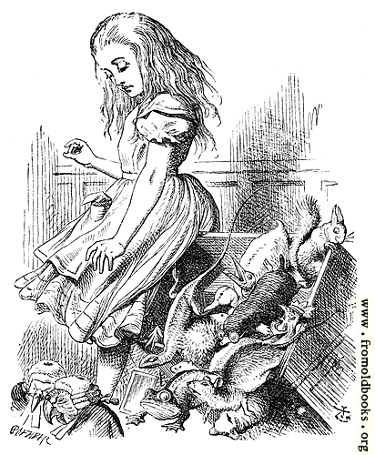 [Picture: Giant Alice upsets the jury (literally)]