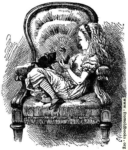 [Picture: Alice talks to the Kitten]