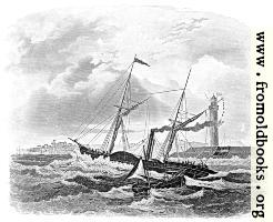 Paddle steamer on stormy seas