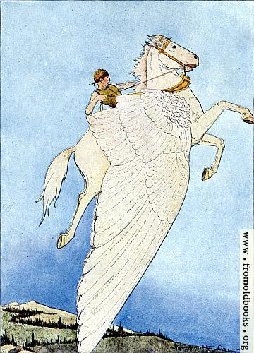 [Picture: Frontispiece: “Yes, there he sat, on the back of the winged horse!”]