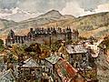 Holyrood Palace From the Public Gardens Under Calton Hill