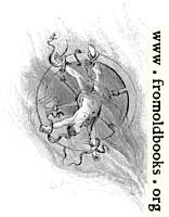 [picture: King Ixion naked on the burning wheel]