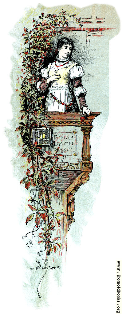 [Picture: Choirboy singing from balcony pulpit]