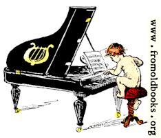 Cherub playing a grand piano