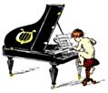 Cherub playing a grand piano
