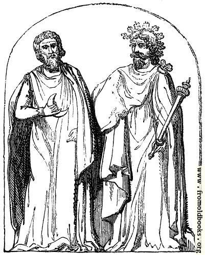 13.—Two Druids.  Bas-relief found at Autun.