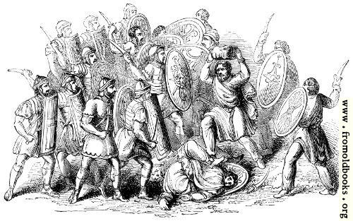 [Picture: 114.—Conflict between Romans and Barbarians.]