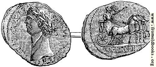 119.—Coin of Claudius, representing his British triumph.  From the British Museum.