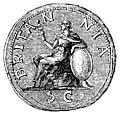 [Picture: 122.—The earliest figure of Britannia on a Roman coin.]