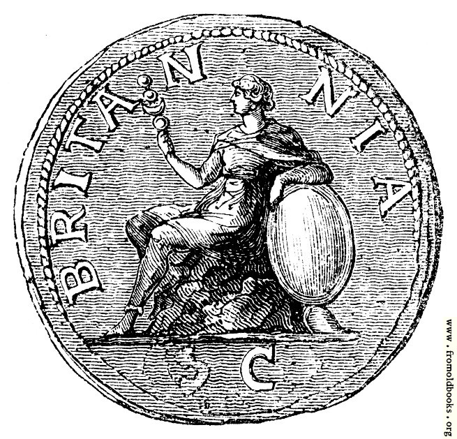 [Picture: 122.—The earliest figure of Britannia on a Roman coin.]