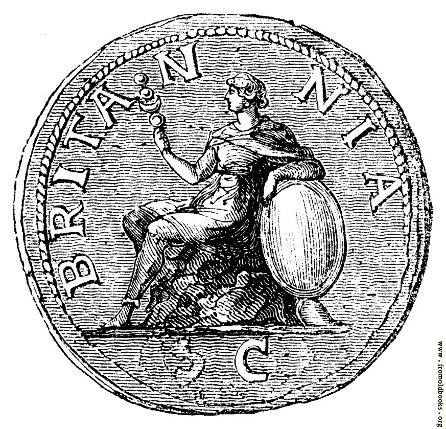 [Picture: 122.—The earliest figure of Britannia on a Roman coin.]